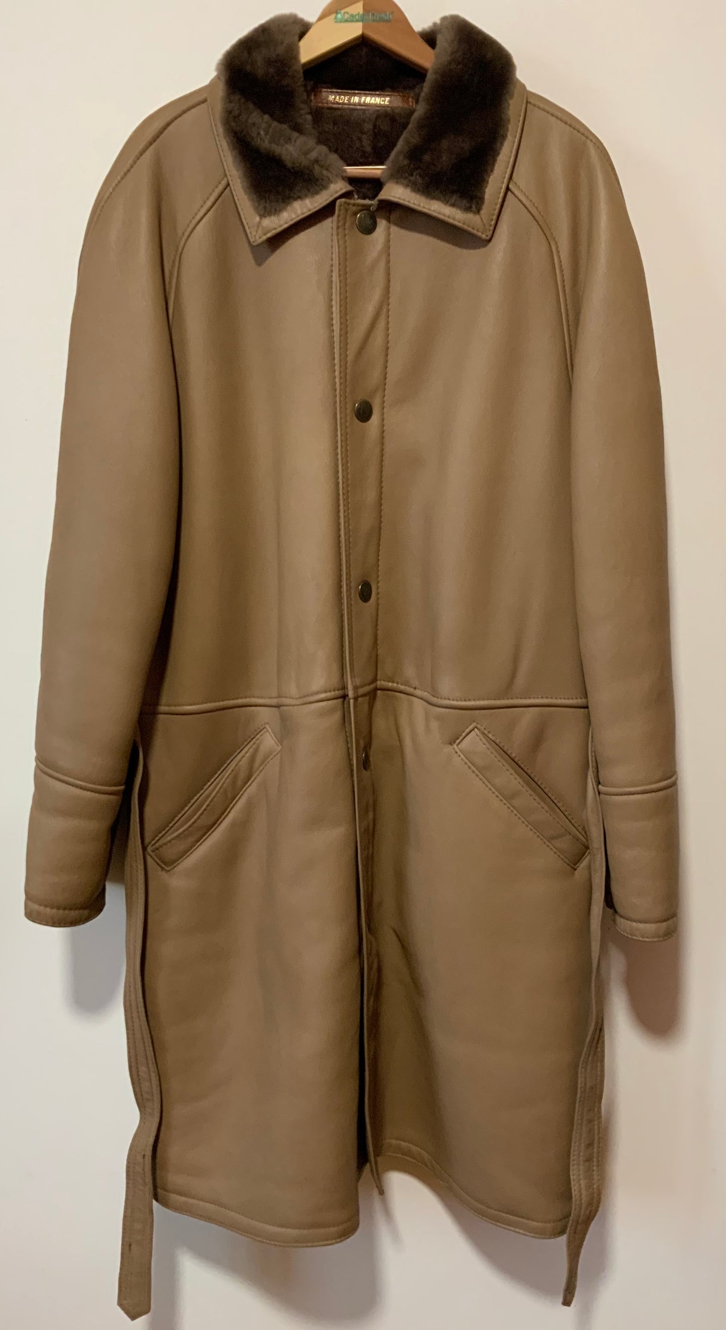 Trench Cuir Peau Lainée Vintage France Jekel 1980