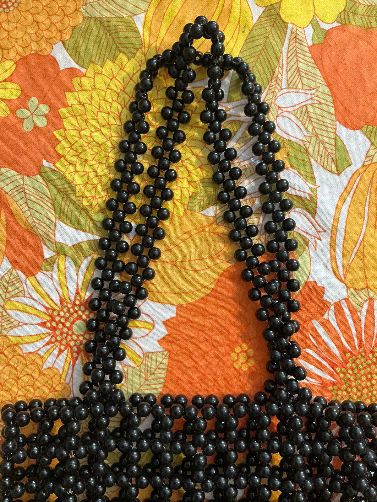Sac Original grosses perles noires Vintage -