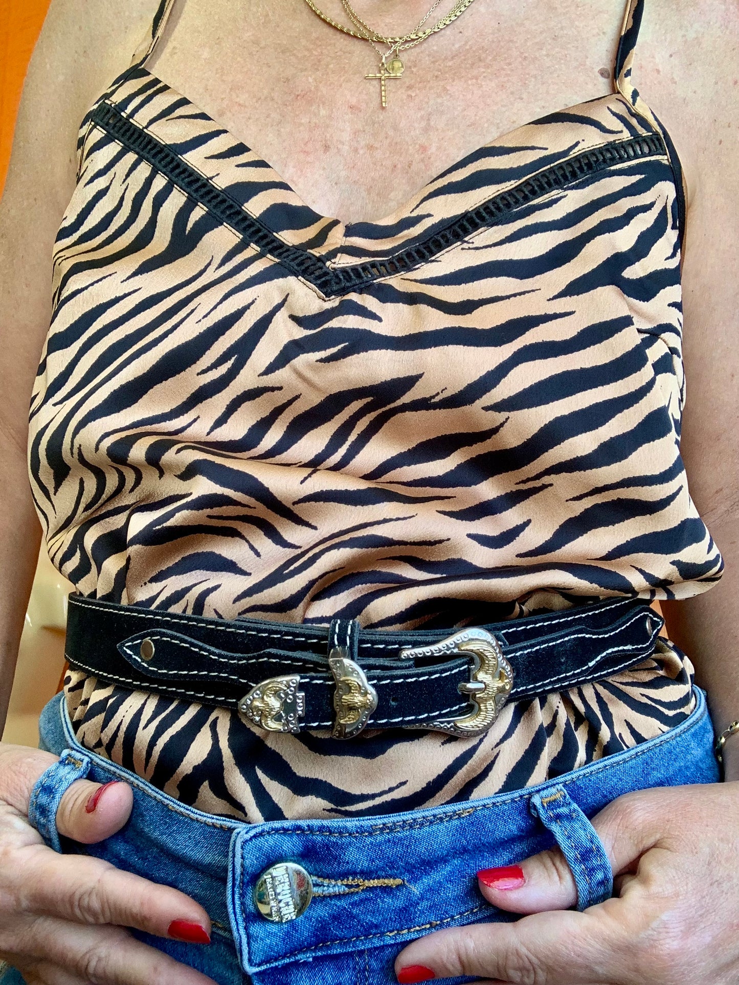 Ceinture Western Daim Noir Vintage 1990- T38 maxi.
