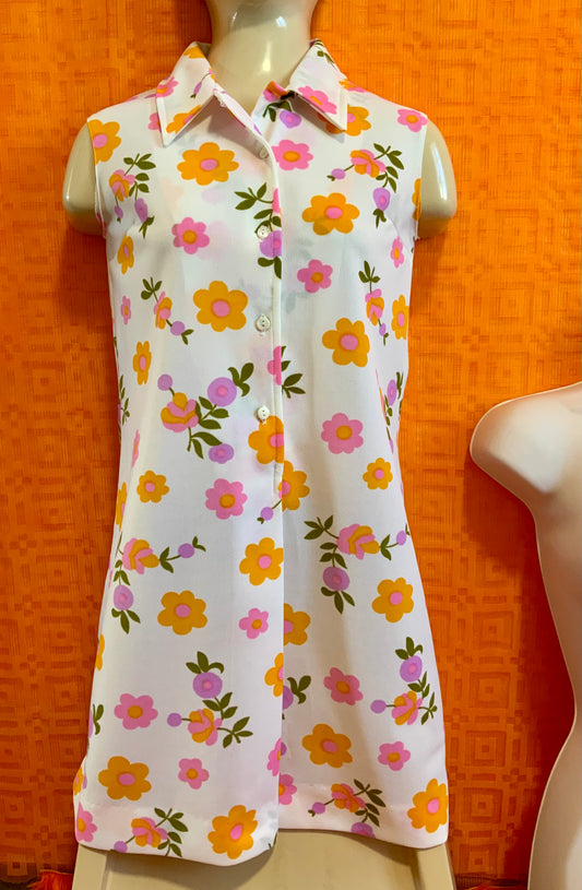 Mini Robe Trapèze Vintage 1970 a fleurs- T36.