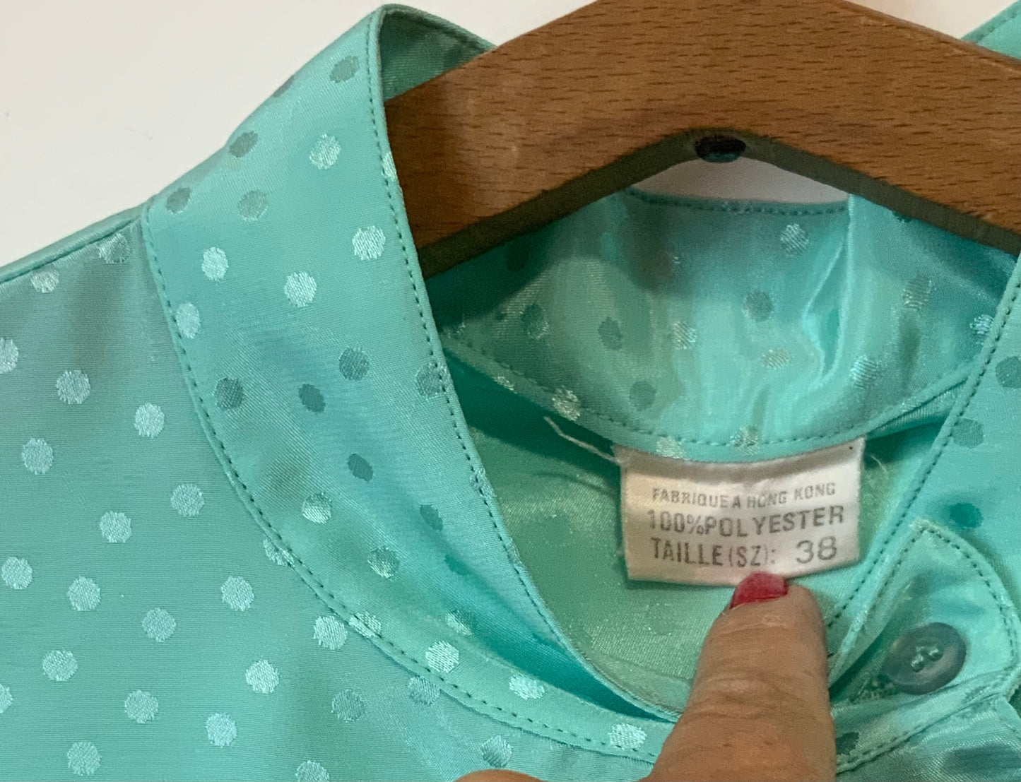 Superbe Chemisier Vintage 1980 Couleur menthe- T38