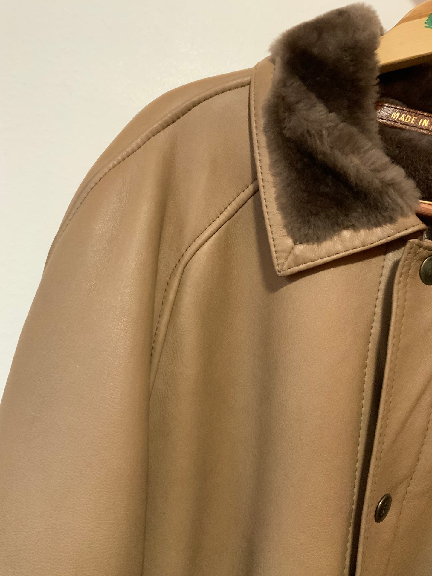 Trench Cuir Peau Lainée Vintage France Jekel 1980