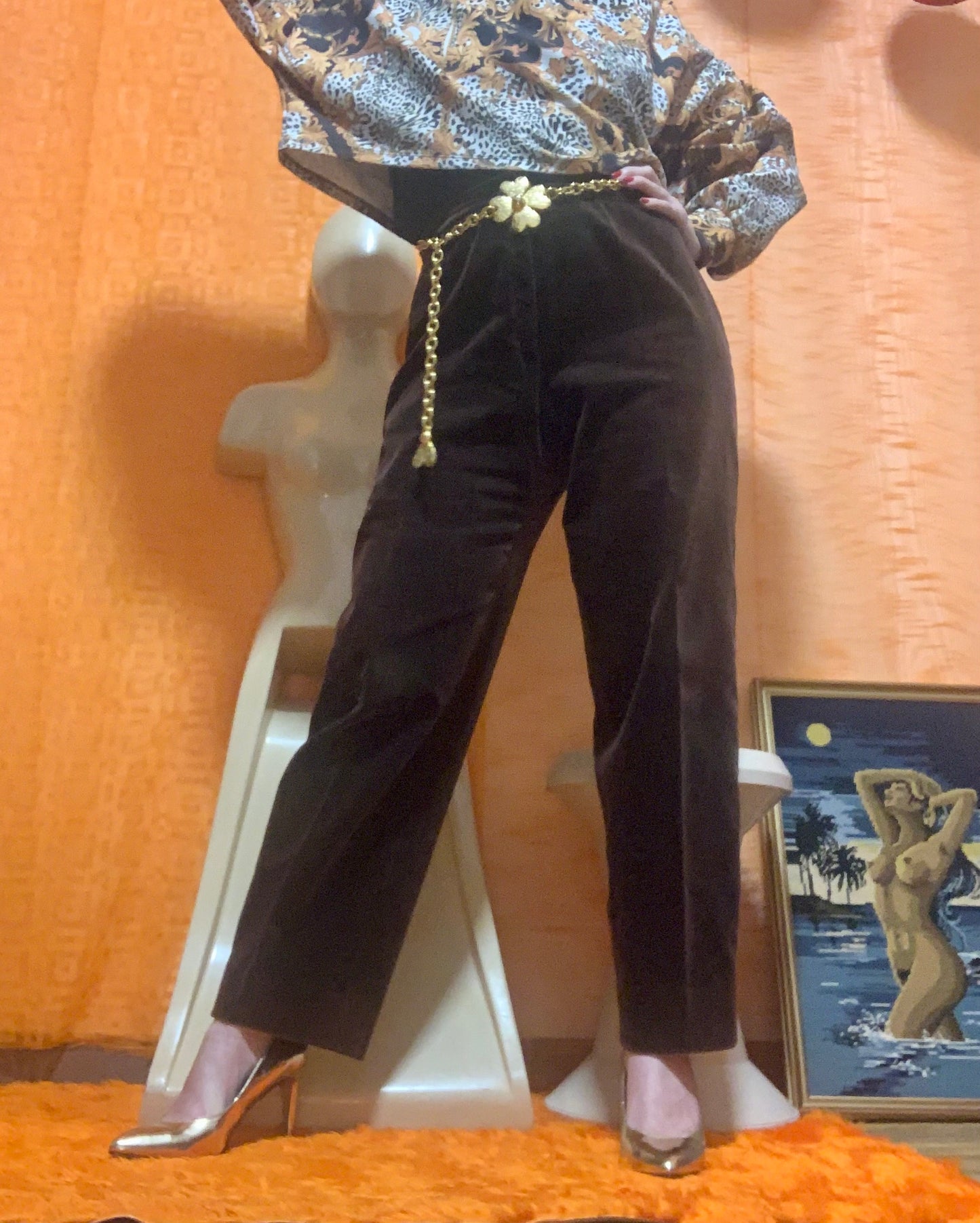 Pantalon Taille haute velours doux Vintage France