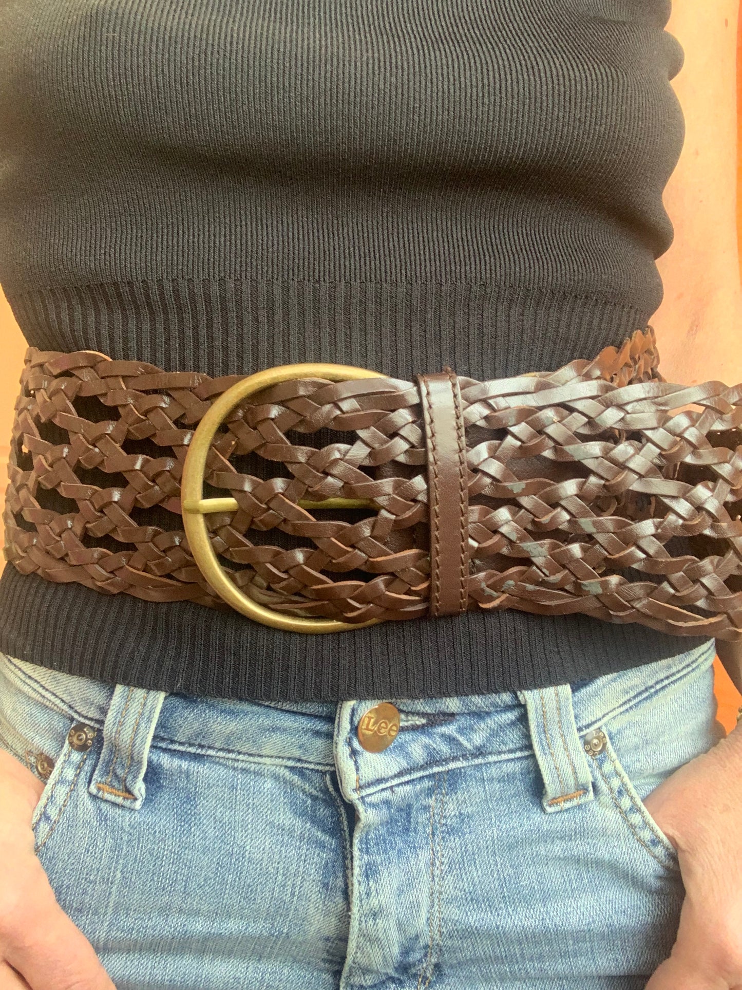 Ceinture Vintage 1990 Cuir Originale Ajustable-