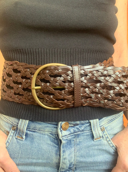 Ceinture Vintage 1990 Cuir Originale Ajustable-