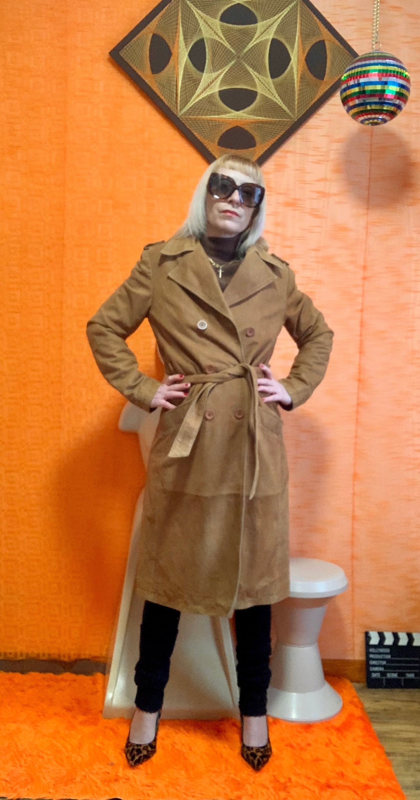Trench en Cuir Daim marron Vintage 1990- T40