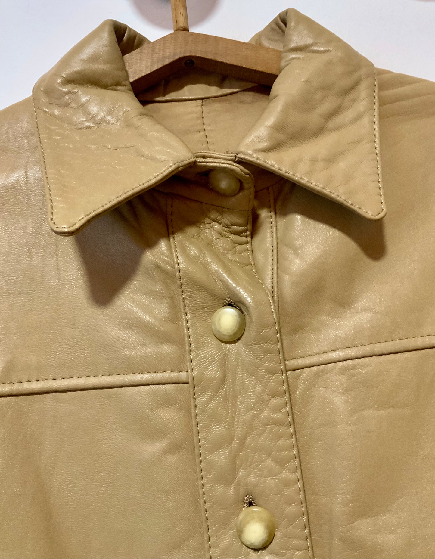 Pure Veste cuir beige Vintage 1970 Modèle Unique