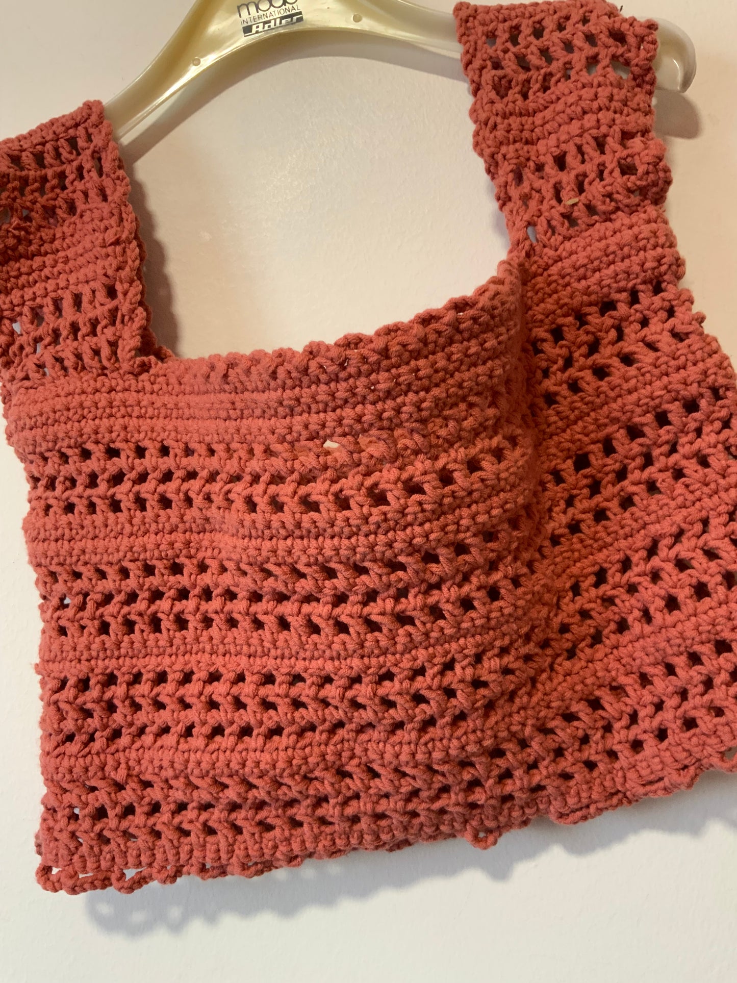 Top Coton mailles crochets Vintage Fait main