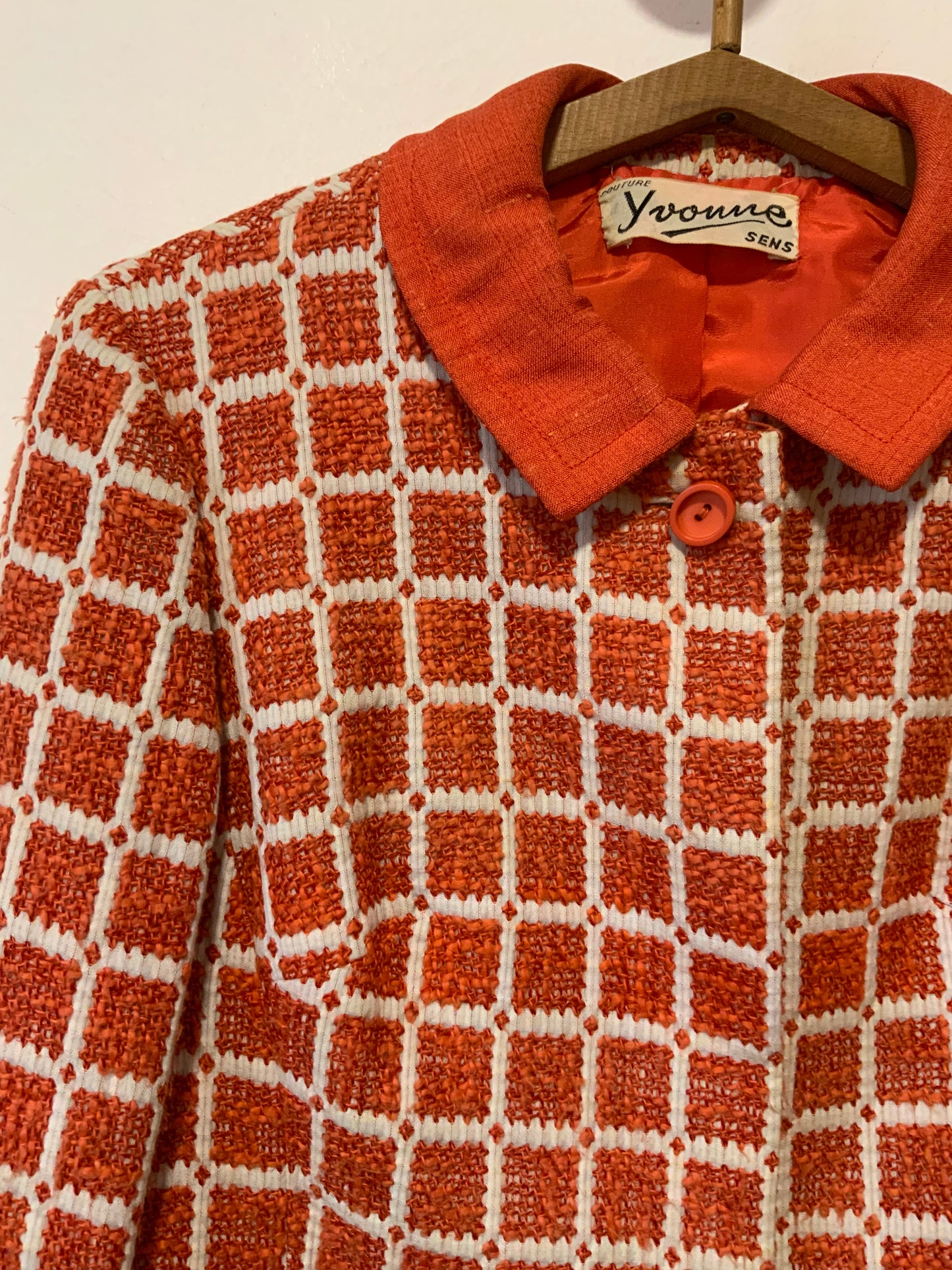 Magnifique Ensemble Tailleur Col Claudine Création Vintage 1970 Chic