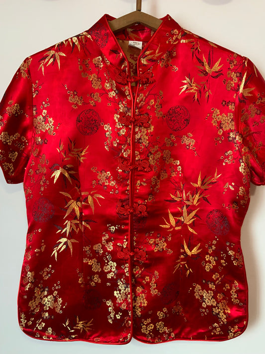 Chemisier Soie Asiatique Vintage Viet Nam- T40