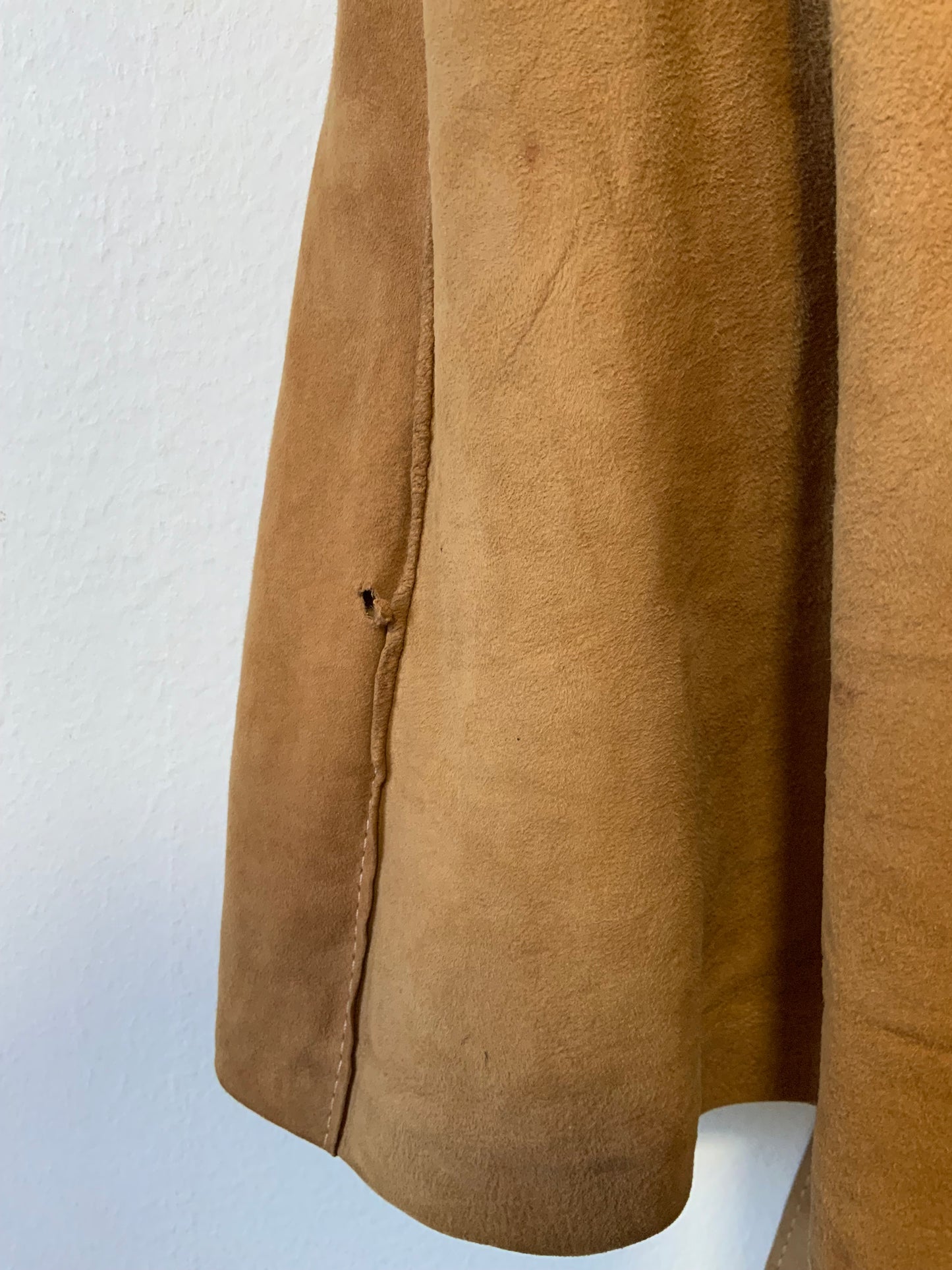 Veste en Daim col pelle à tartes bohème unique Vintage Seventies - T38