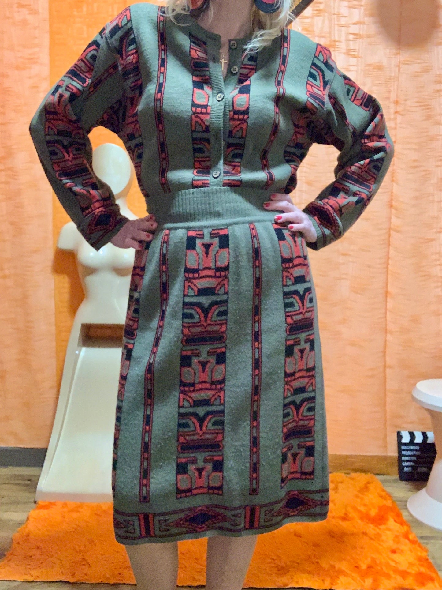 Ensemble Vintage Laine Rodier Motifs Élégance