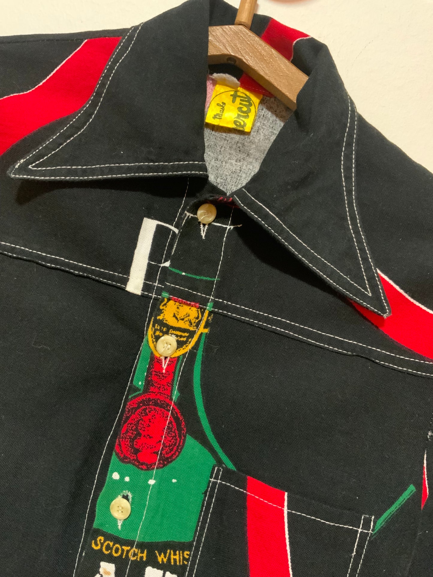 Chemise Vintage 1970 Col pelle à tartes Publicitaire - T34