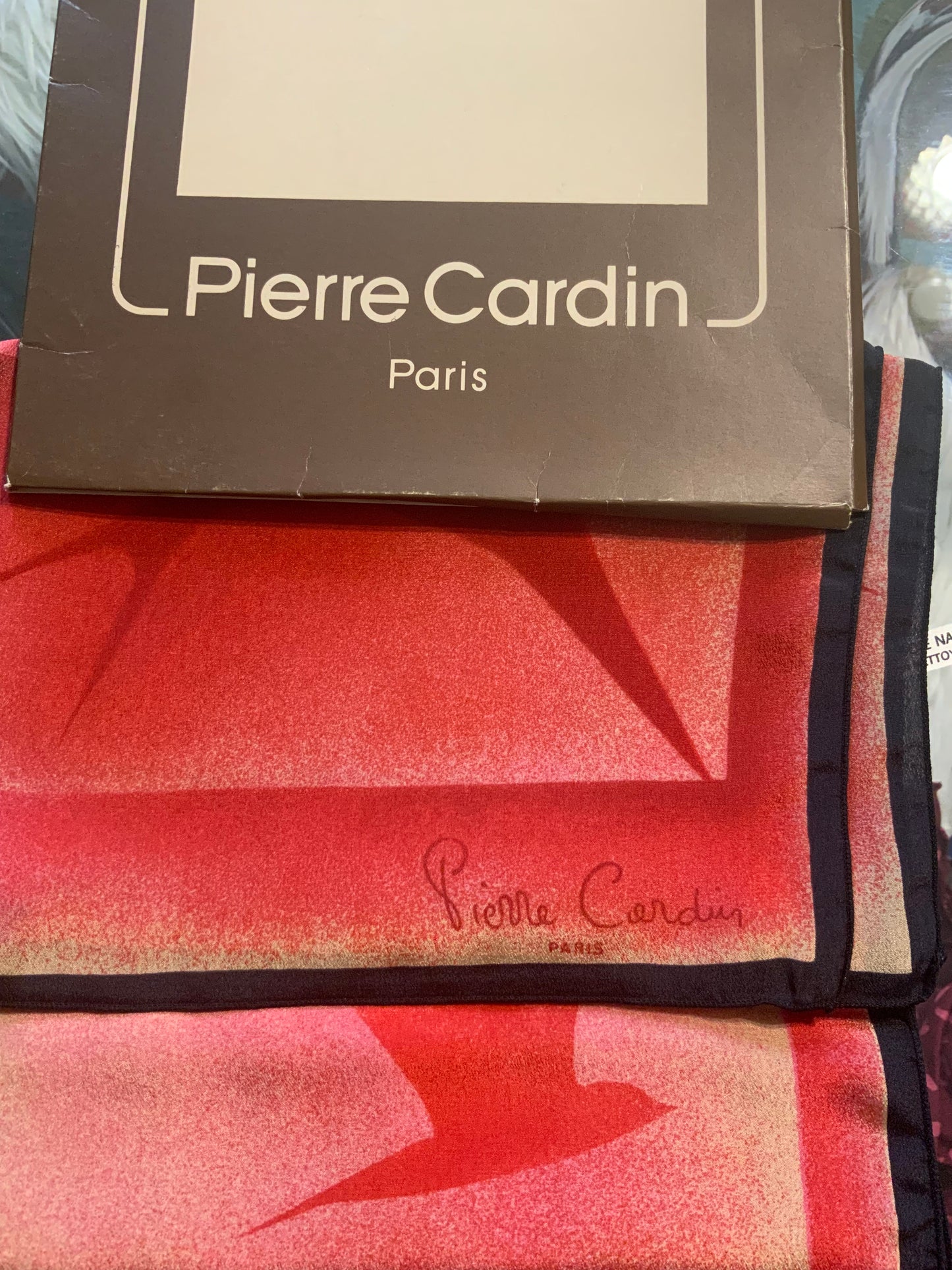 Écharpe soie Neuve Pierre Cardin Vintage France motifs oiseaux -