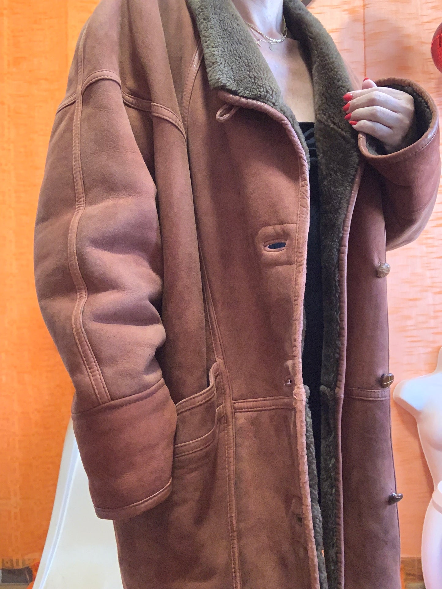 Manteau Cuir Daim Haut de gamme Vintage- T44/46.