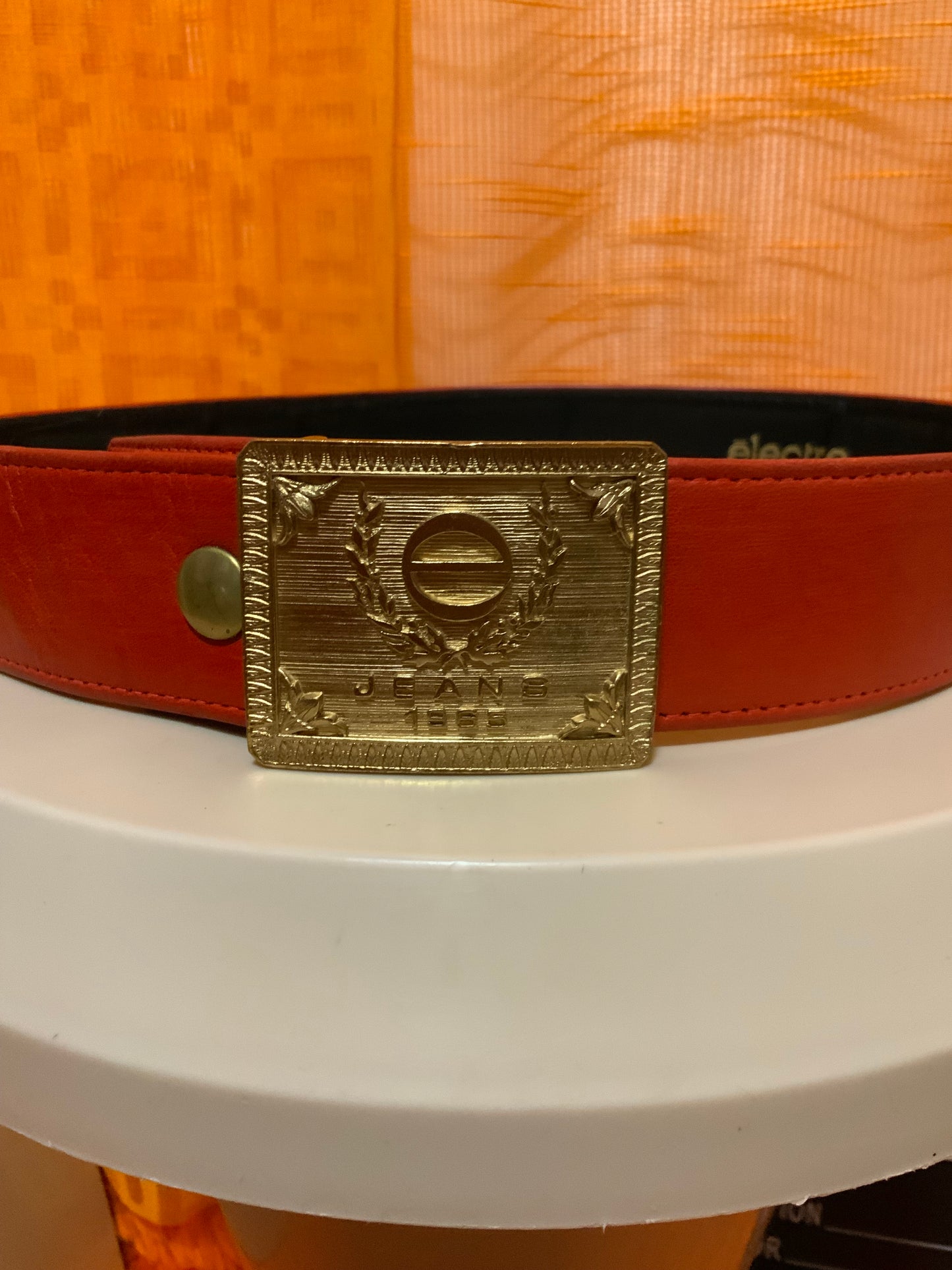 Ceinture cuir rouge Electre Vintage 1990- T75