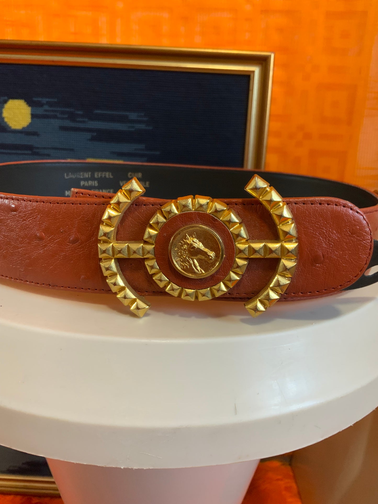 Superbe Ceinture DeadStock boucle chevaux Vintage L Effel