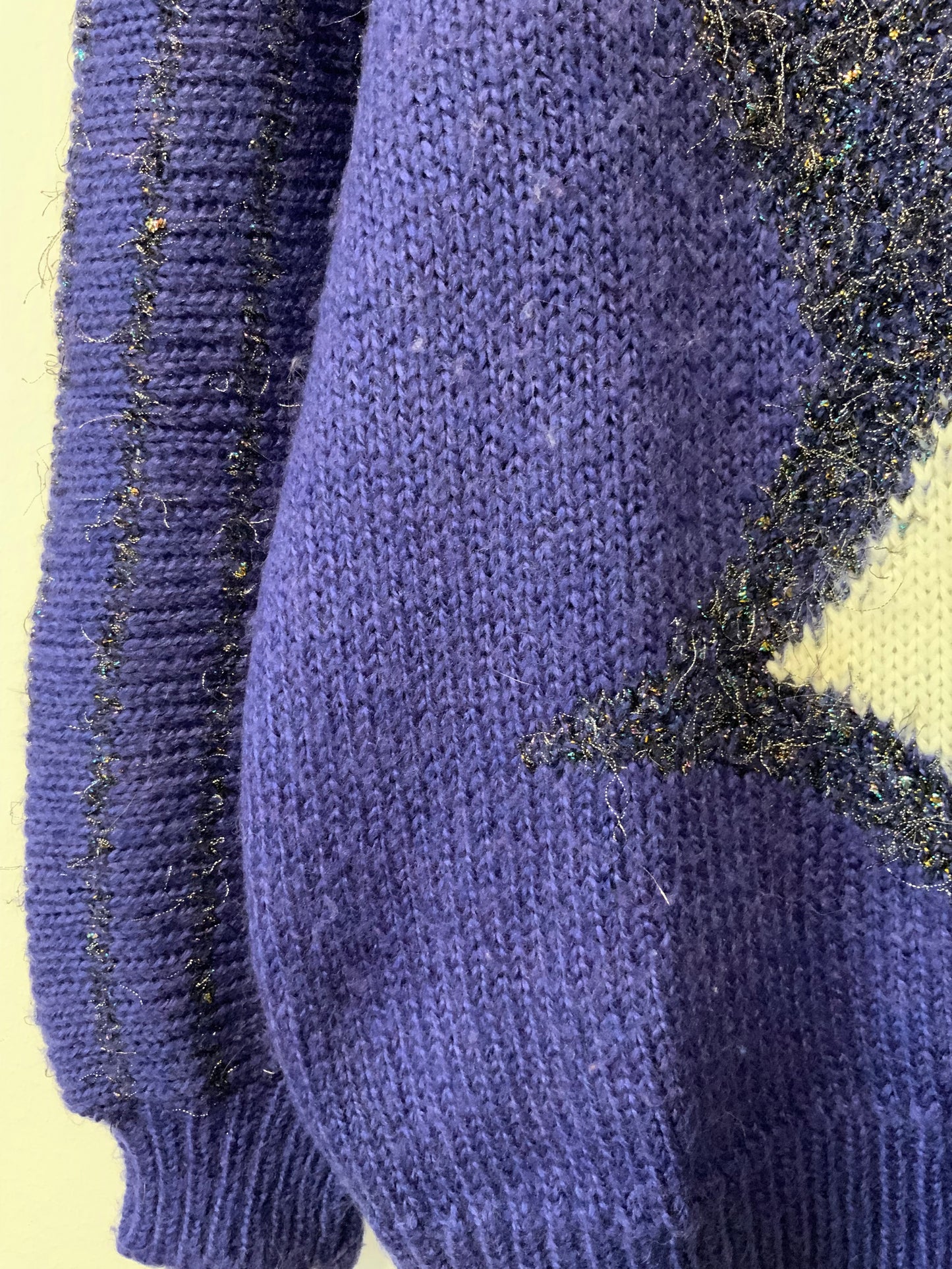 Pull Laine et Angora tricoté Vintage 1980 - T44.
