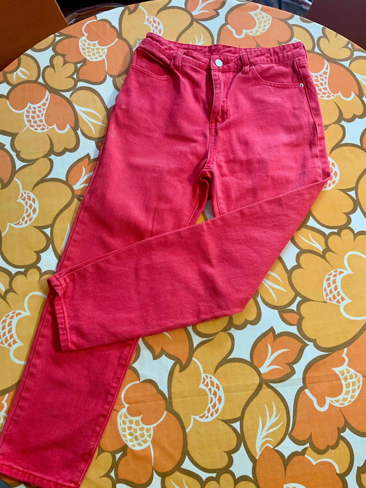 Jean Denim Rouge Coton Vintage 1990- T36