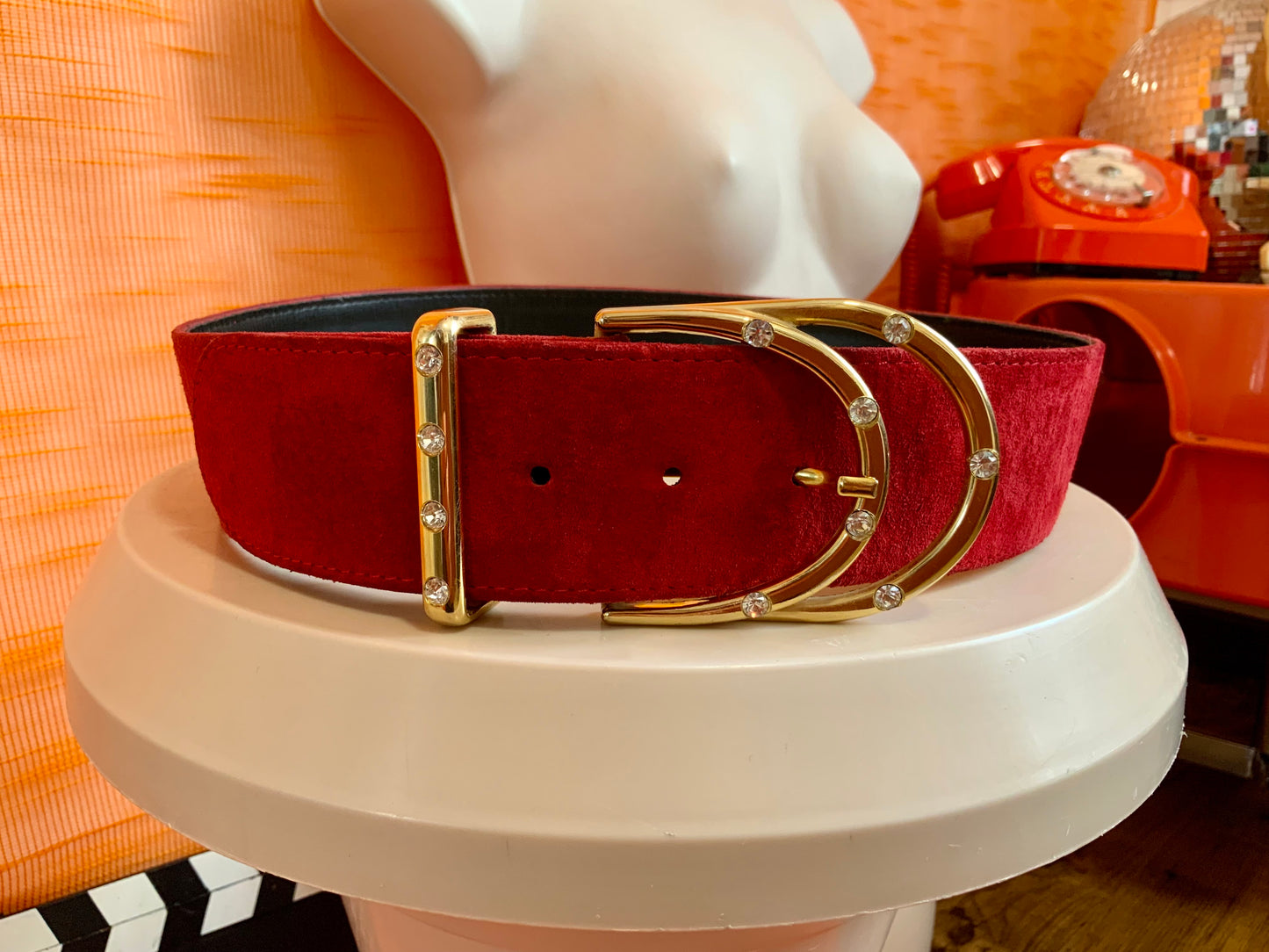Ceinture Daim Rouge Vintage 1990- T75