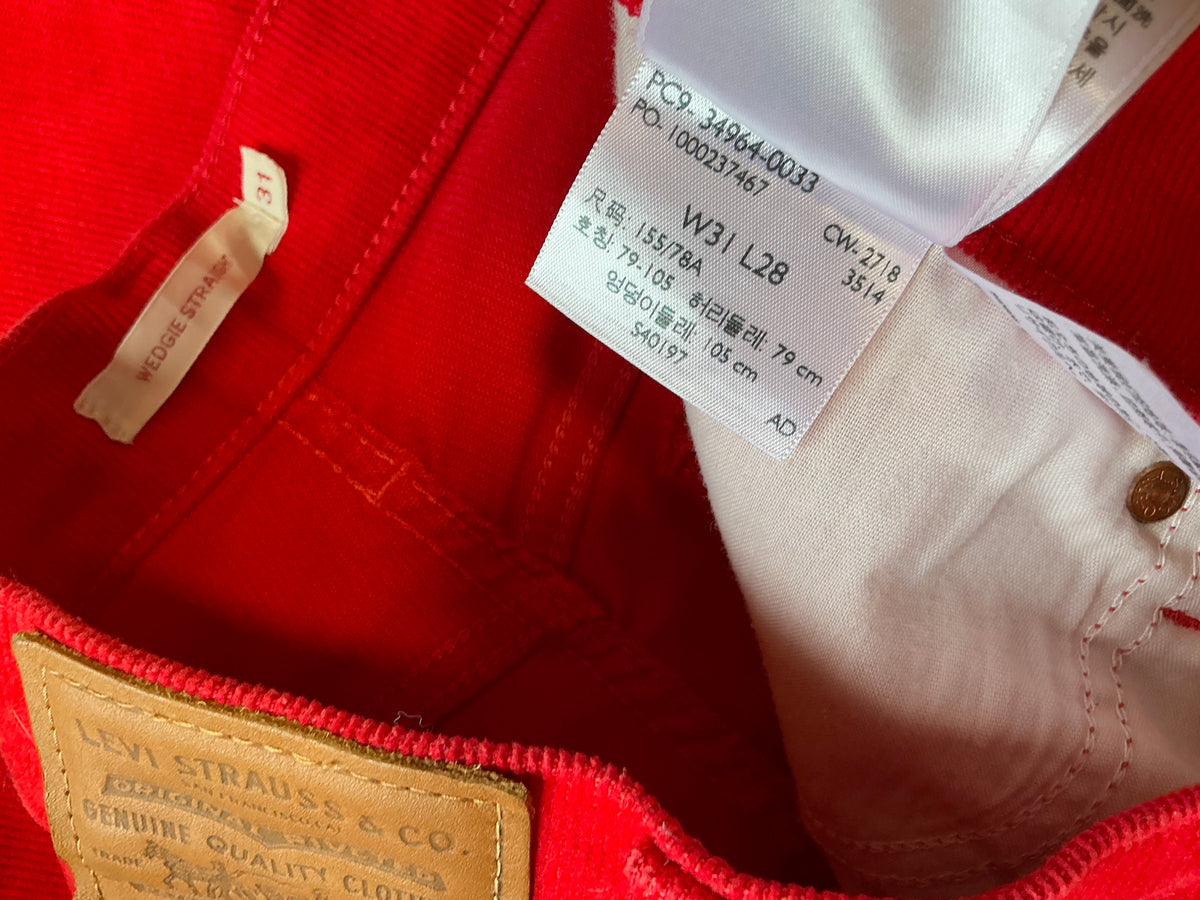 Pantalon Rouge Velours côtelé Levi’s - T41/42