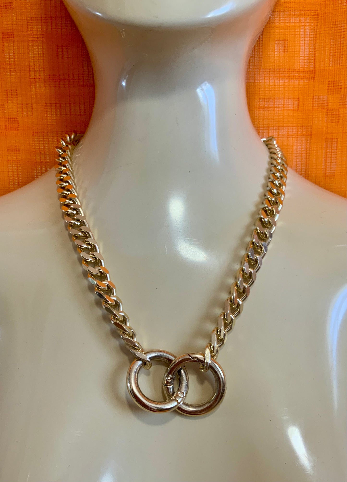Gros collier Métal mailles plates Vintage