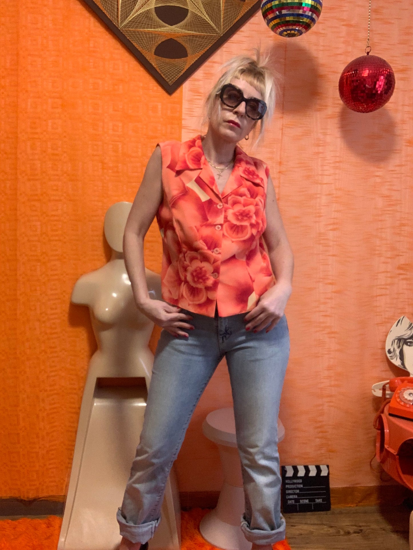 Chemisier a fleurs Vintage 1990- Roma Collection  - T42