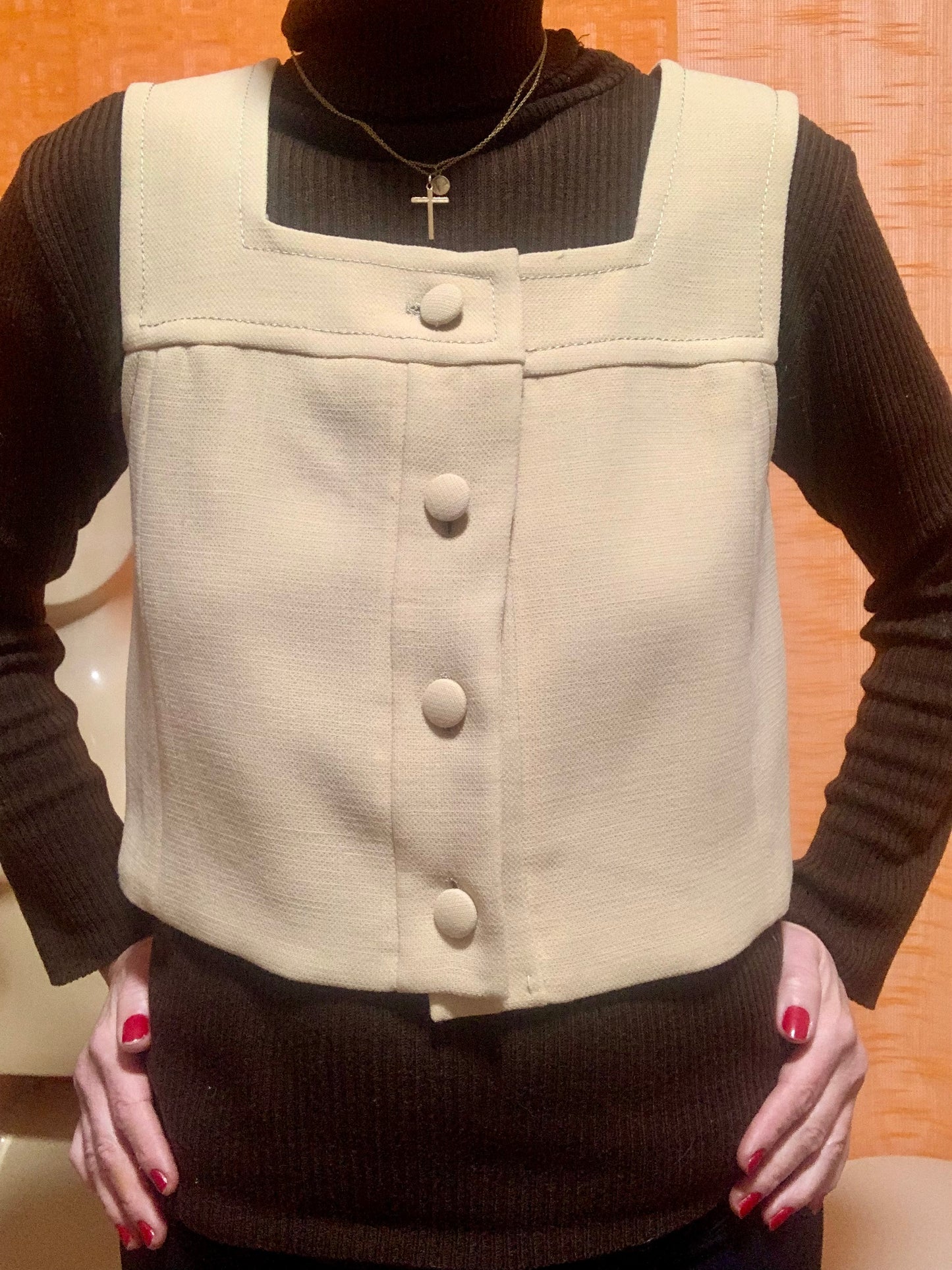 Gilet Bolero boutonné Création Vintage Beauté Baby Doll 1970 🌼 T38-