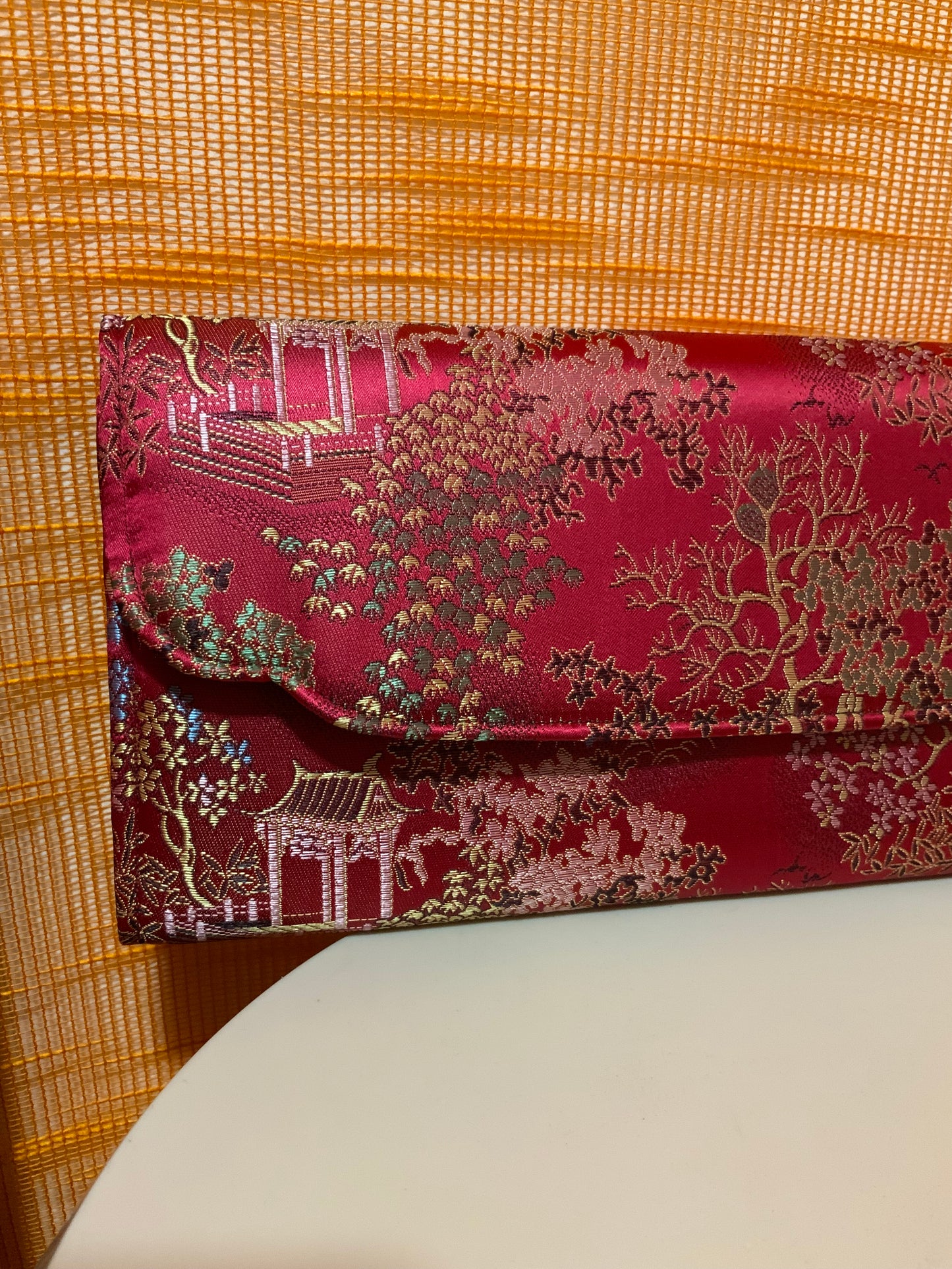 Pochette Porte monnaie Soie Chinoise Vintage 1980