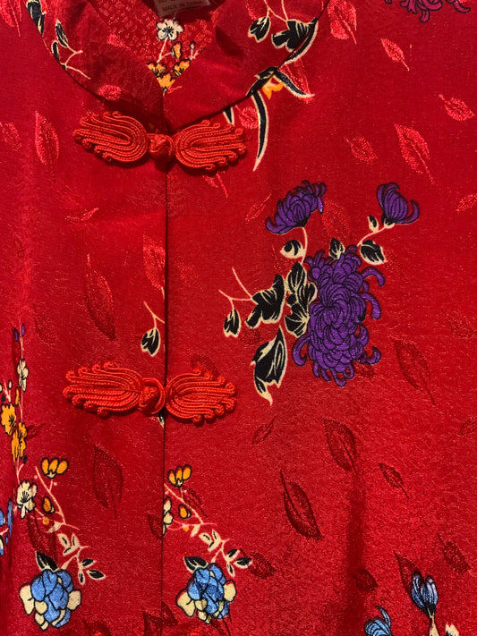 Chemise Chinoise Vintage 1990 Fleurs