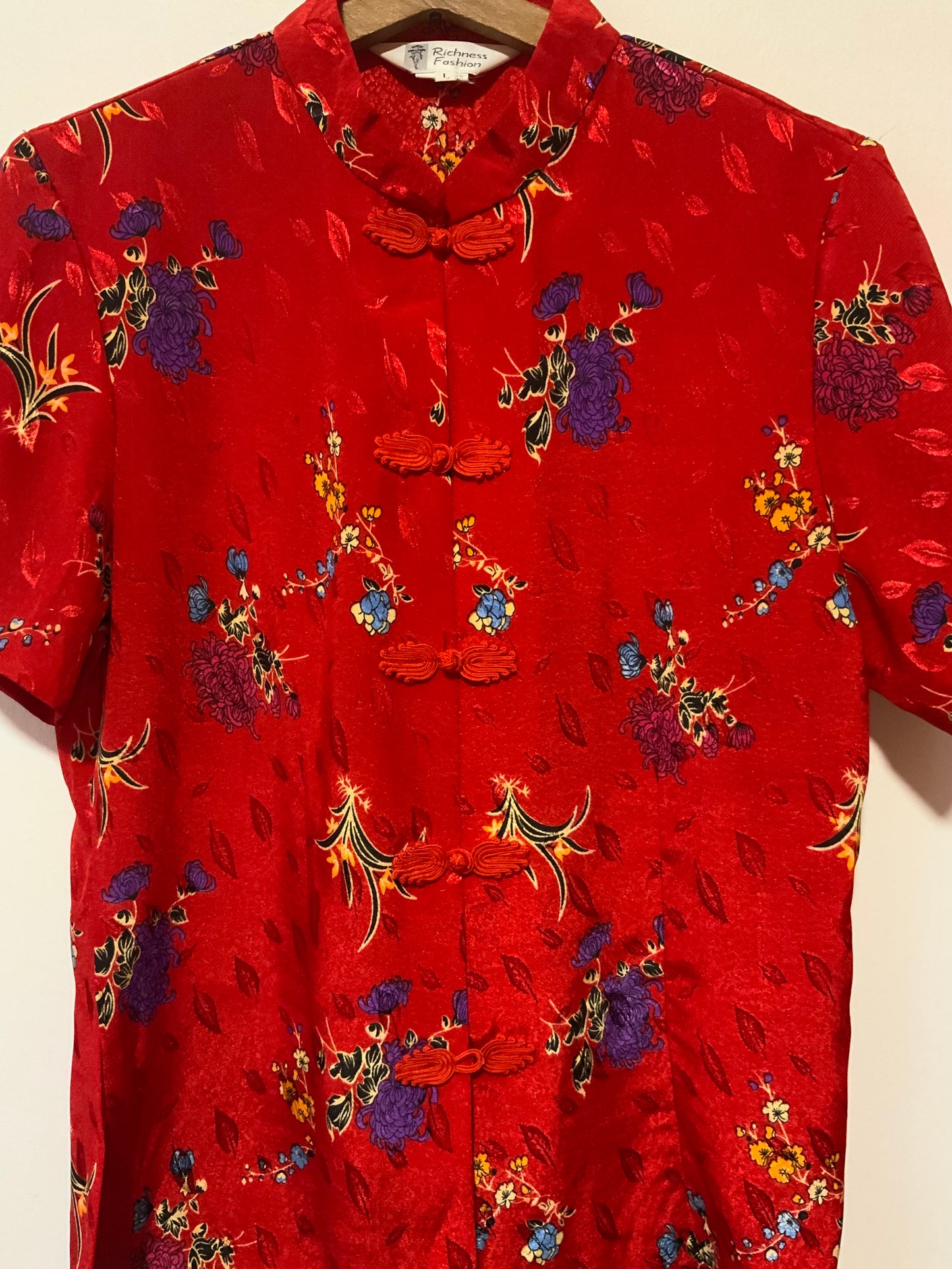 Chemise Chinoise Vintage 1990 Fleurs