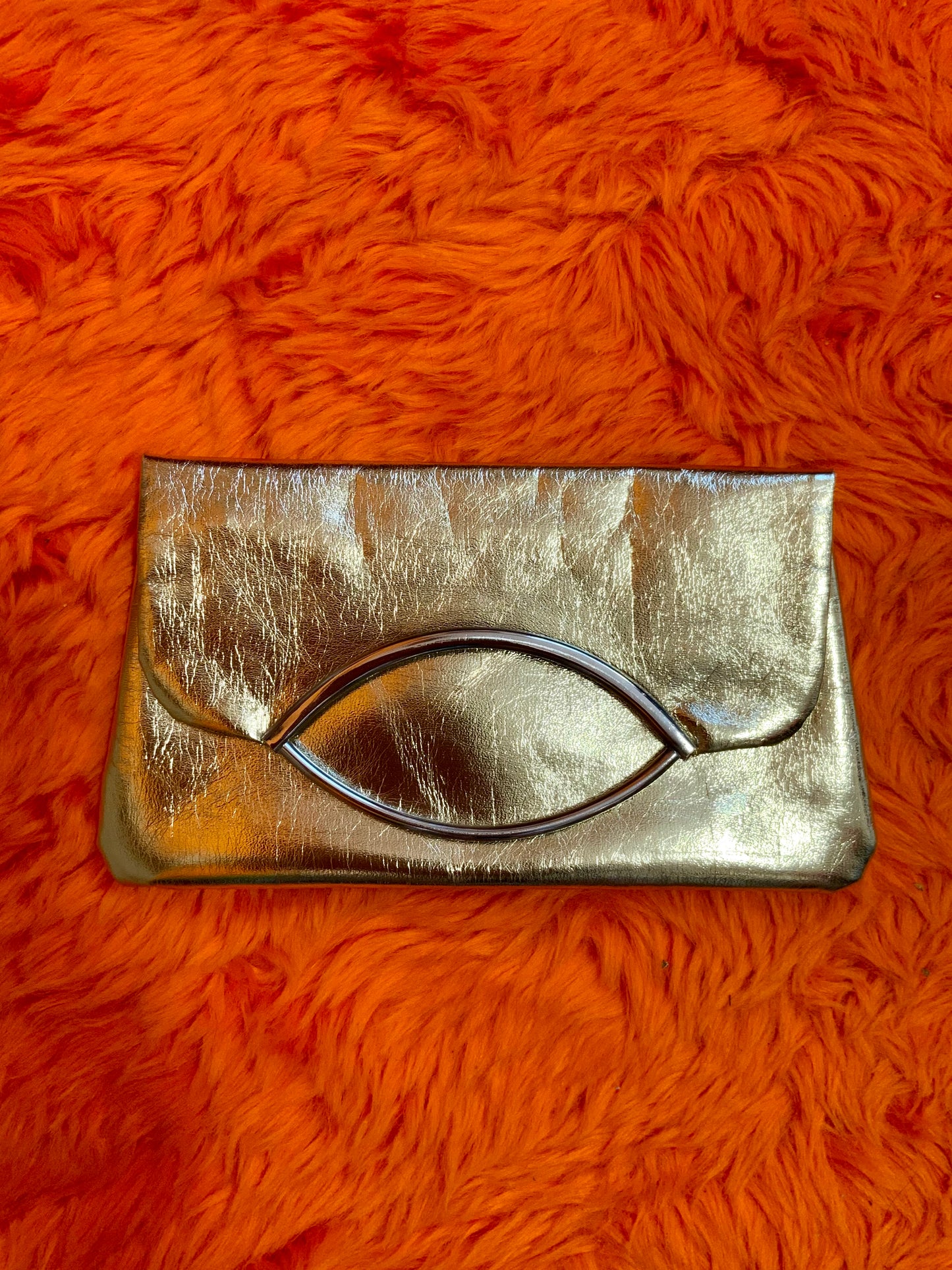 Pochette cuir dorée Vintage 1980 Deadstock Disco