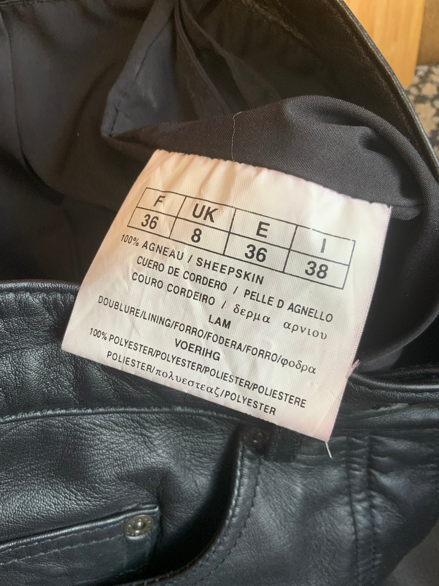 Pantalon Cuir Noir Vintage Mode 1990 - T34