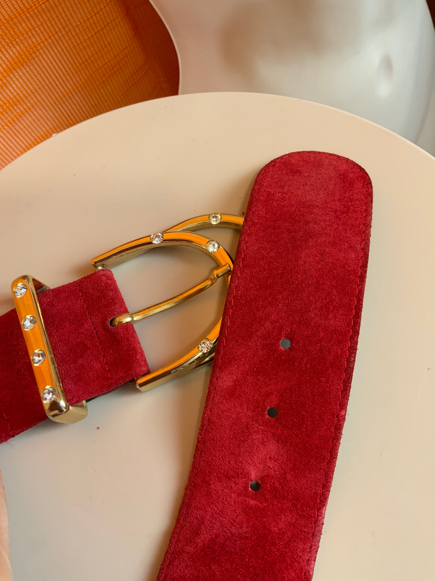 Ceinture Daim Rouge Vintage 1990- T75