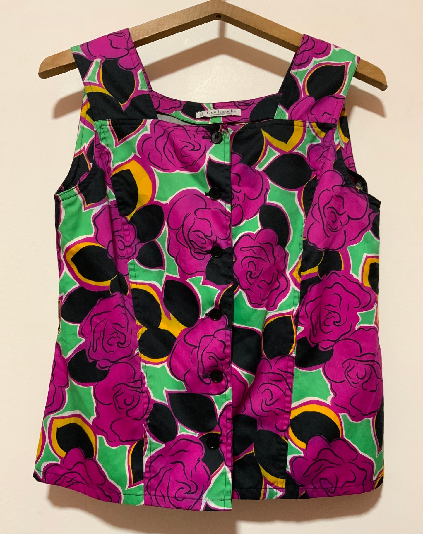Sublime Top boutonné Guy Laroche Vintage A fleurs 1980