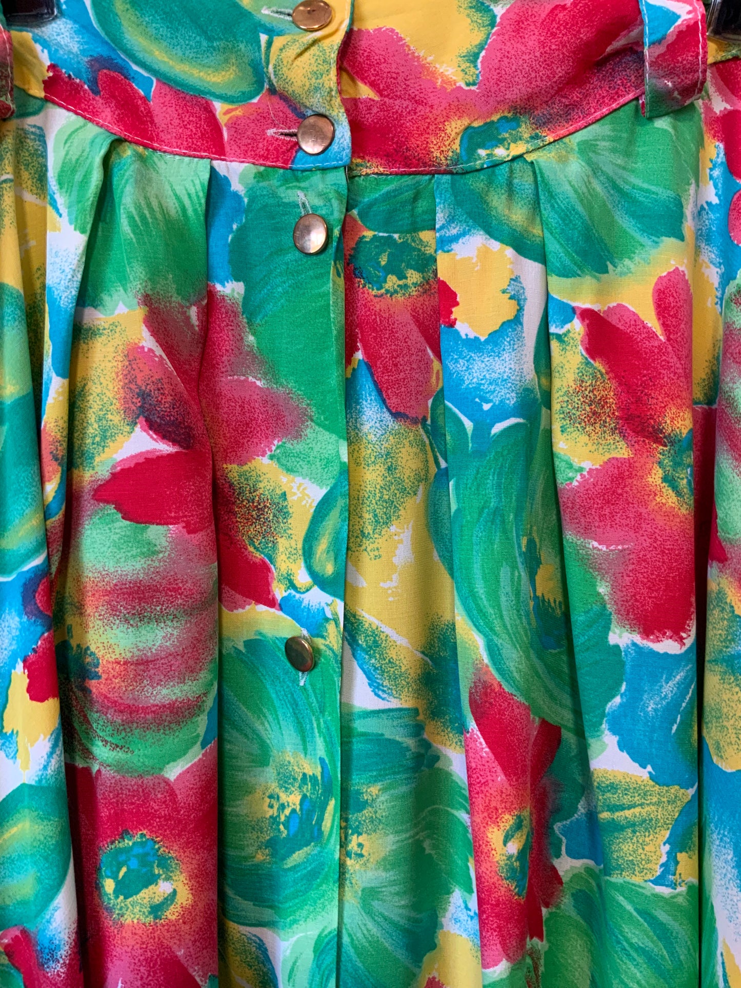 Jupe boutonnée à fleurs Vintage 1980 France -T46