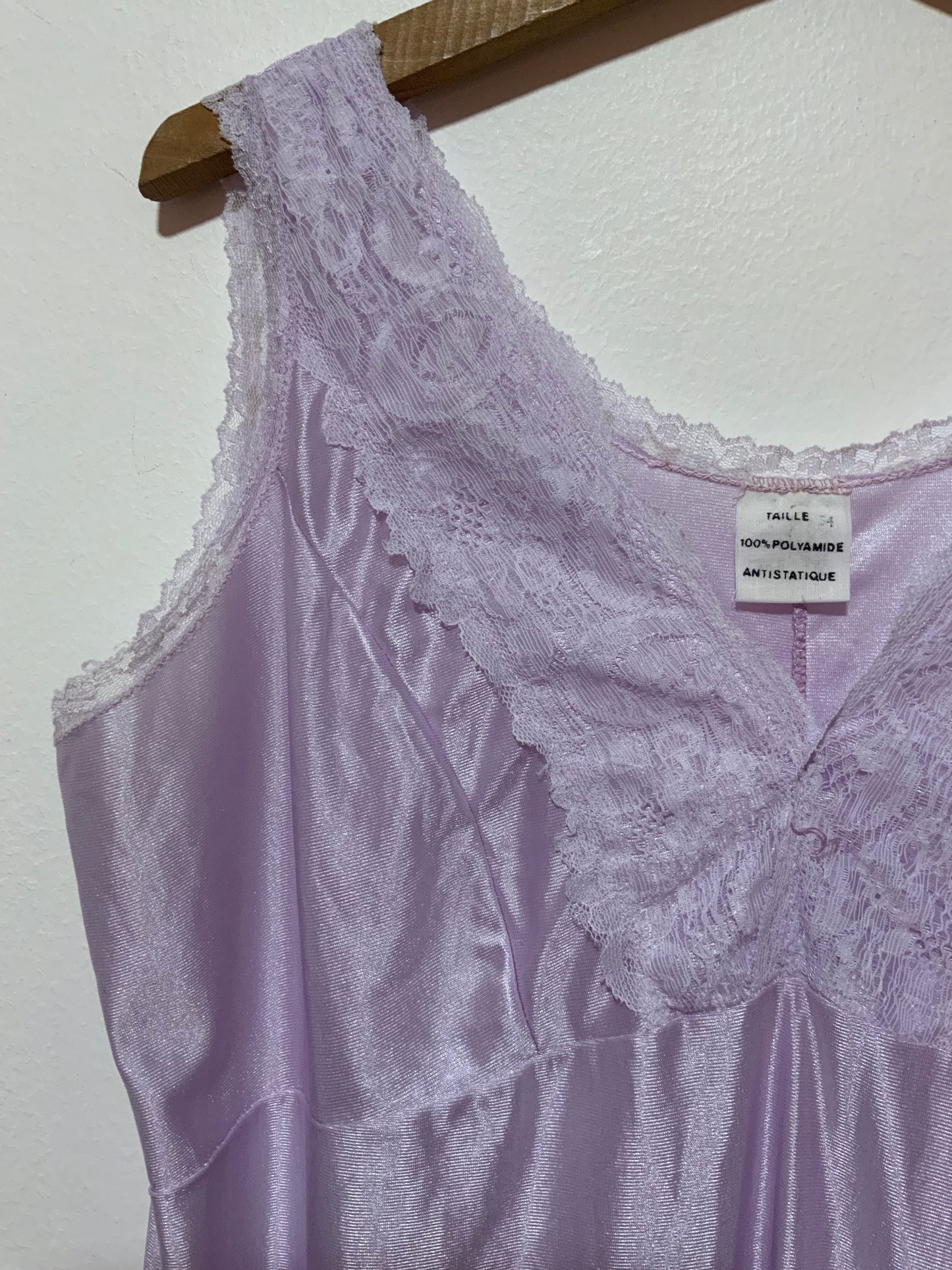 Combinaison Robe dentelle Mauve Vintage 1980