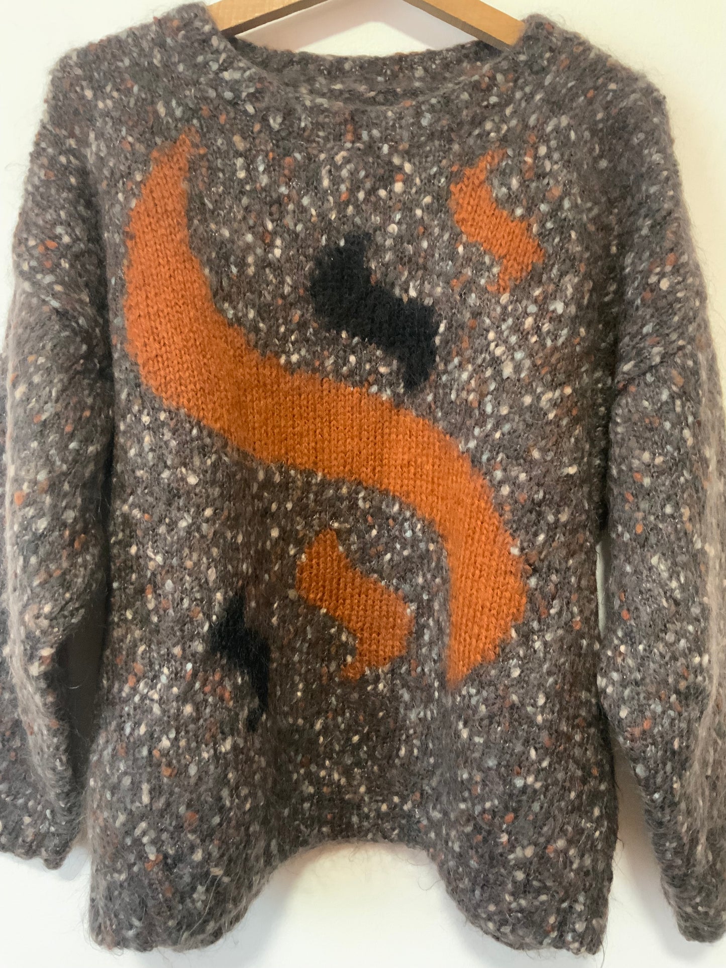 Superbe Pull tricoté en laine et mohair Vintage 1980