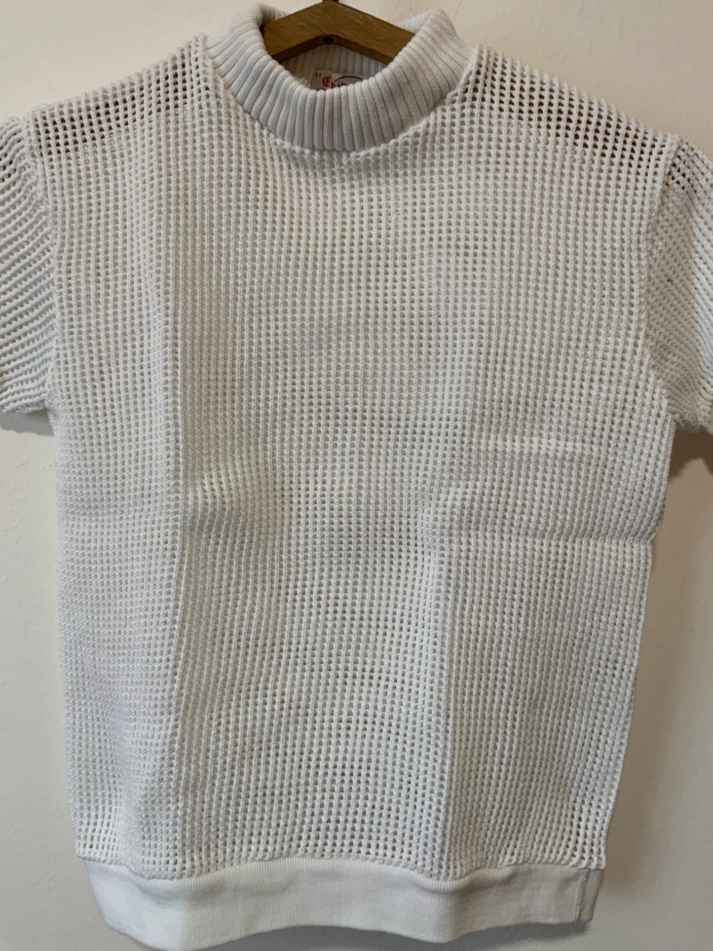 T shirt Ajouré Blanc Vintage neuf 1970- T36