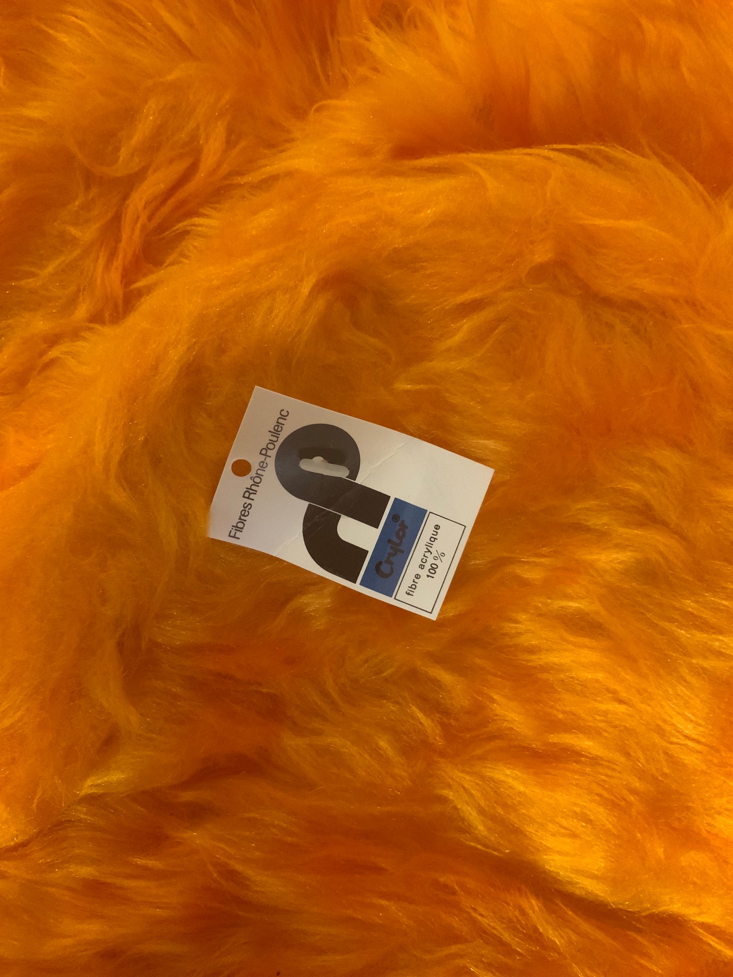 Jetée de lit 2 personnes Deadstock a poils Crylor orange avec son étiquette- Vintage 1970
