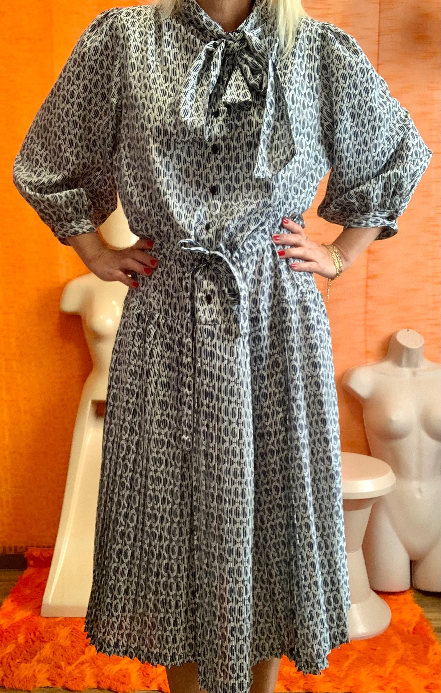 Robe longue plissée Jaeger Vintage Élégance- T46 et inf.