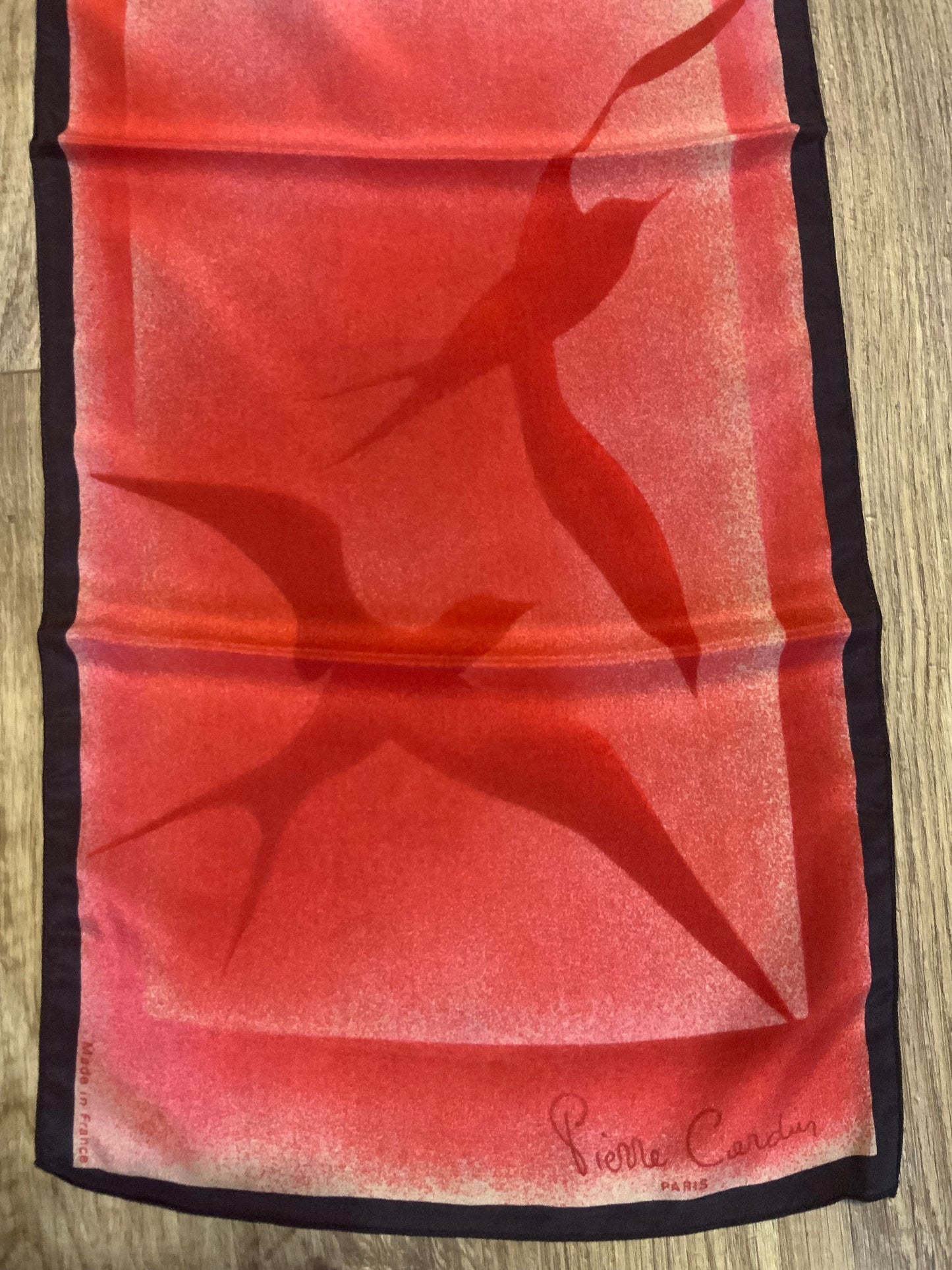 Écharpe soie Neuve Pierre Cardin Vintage France motifs oiseaux -