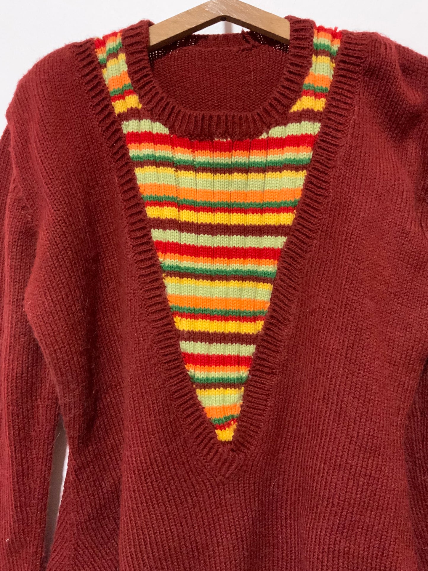 Pull Vintage Tricoté Laine Main