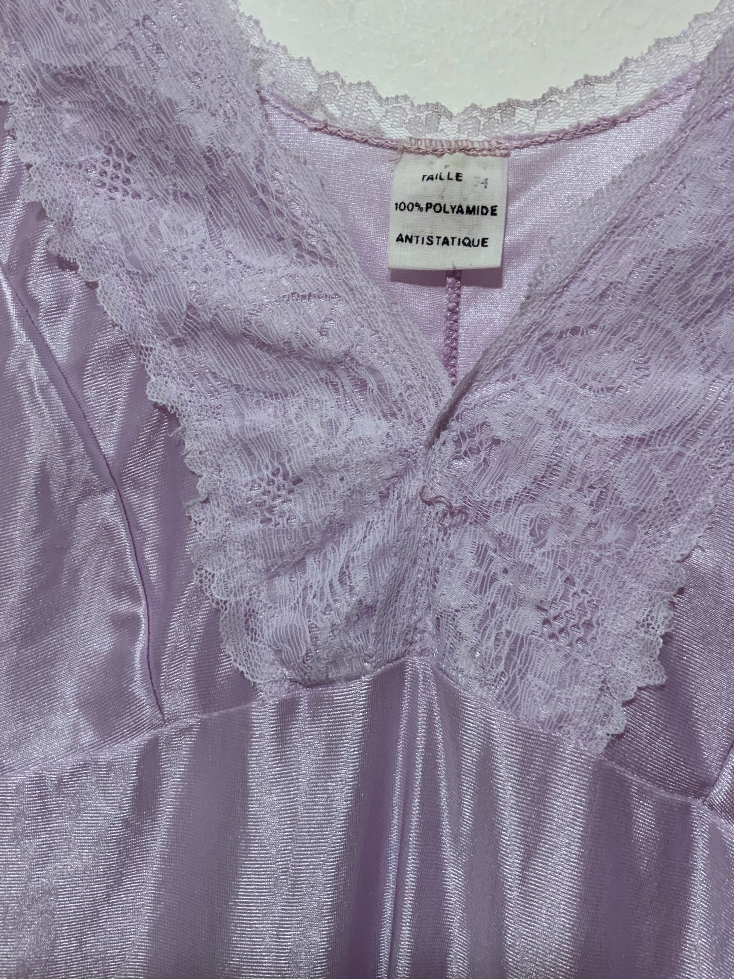 Combinaison Robe dentelle Mauve Vintage 1980