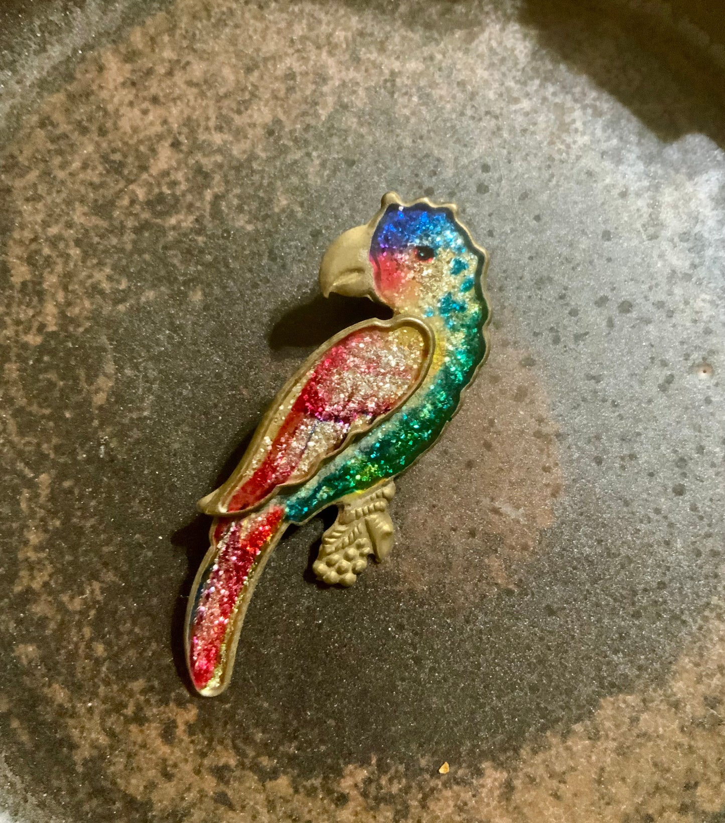 Broche Ancienne Vintage Perroquet