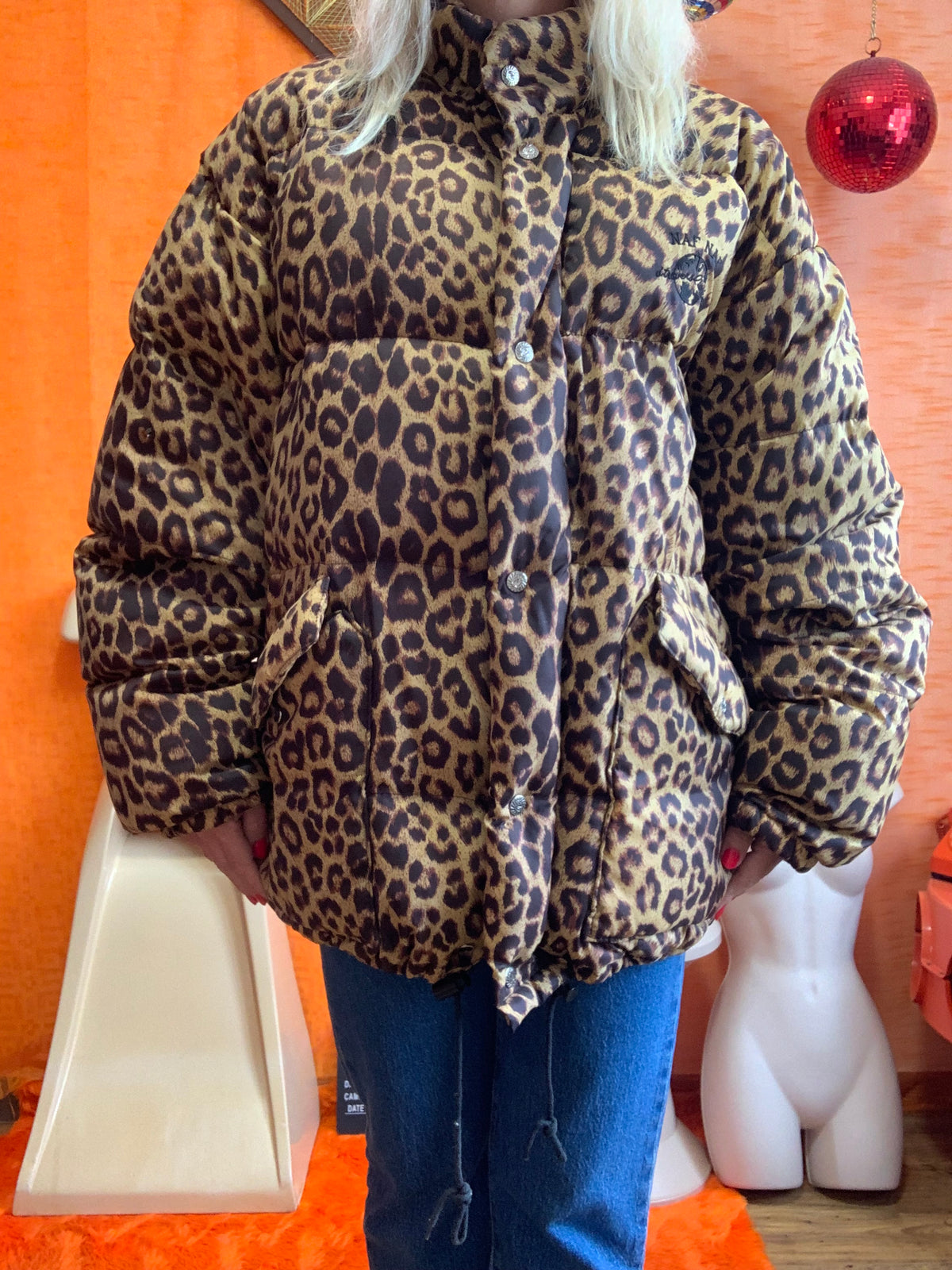 Manteau Doudoune Léopard Naf Naf Vintage 1990- TU