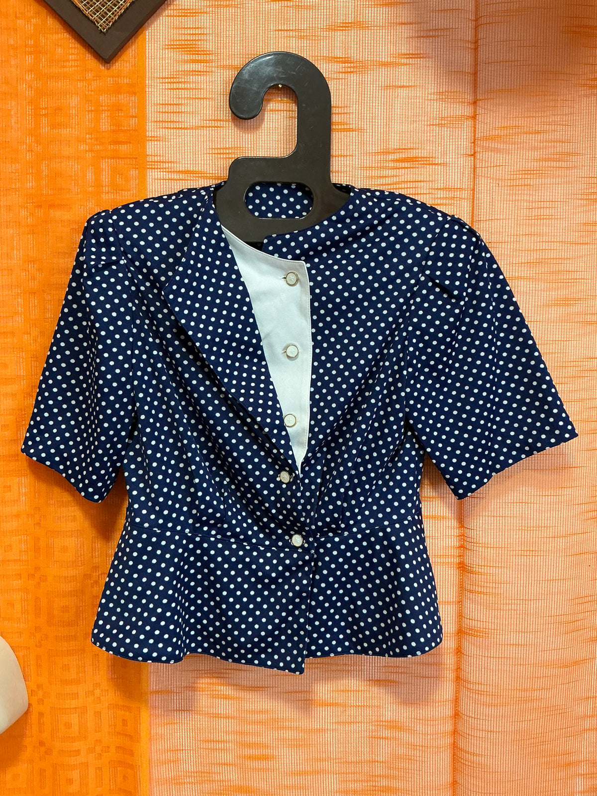 Chemisier à pois Élégance Vintage 1980/90-T46 maxi.