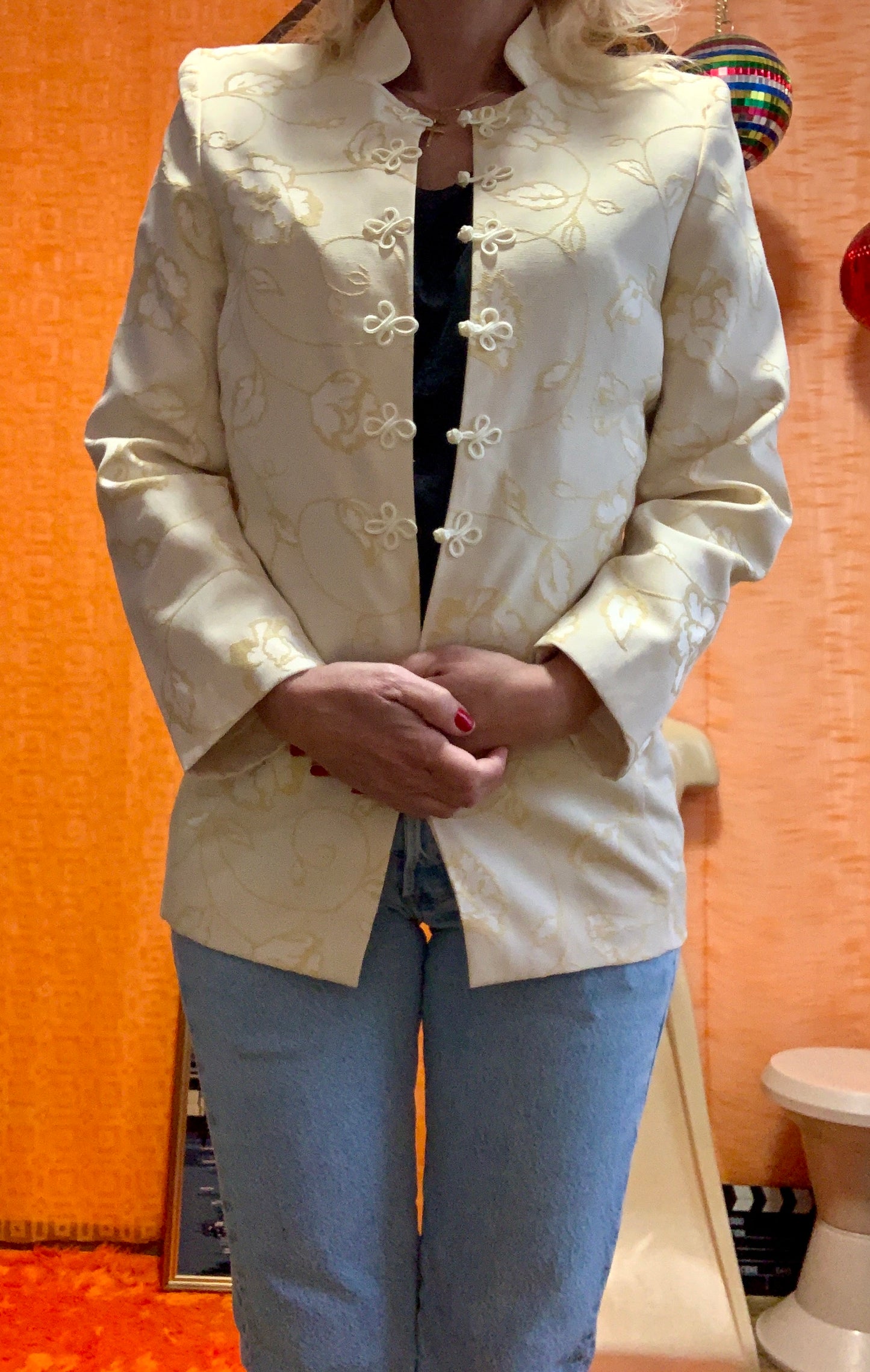 Veste Chinoise Confection Main Vintage Pépite Fleurs 1980