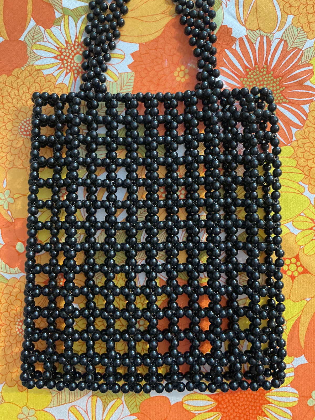 Sac Original grosses perles noires Vintage -