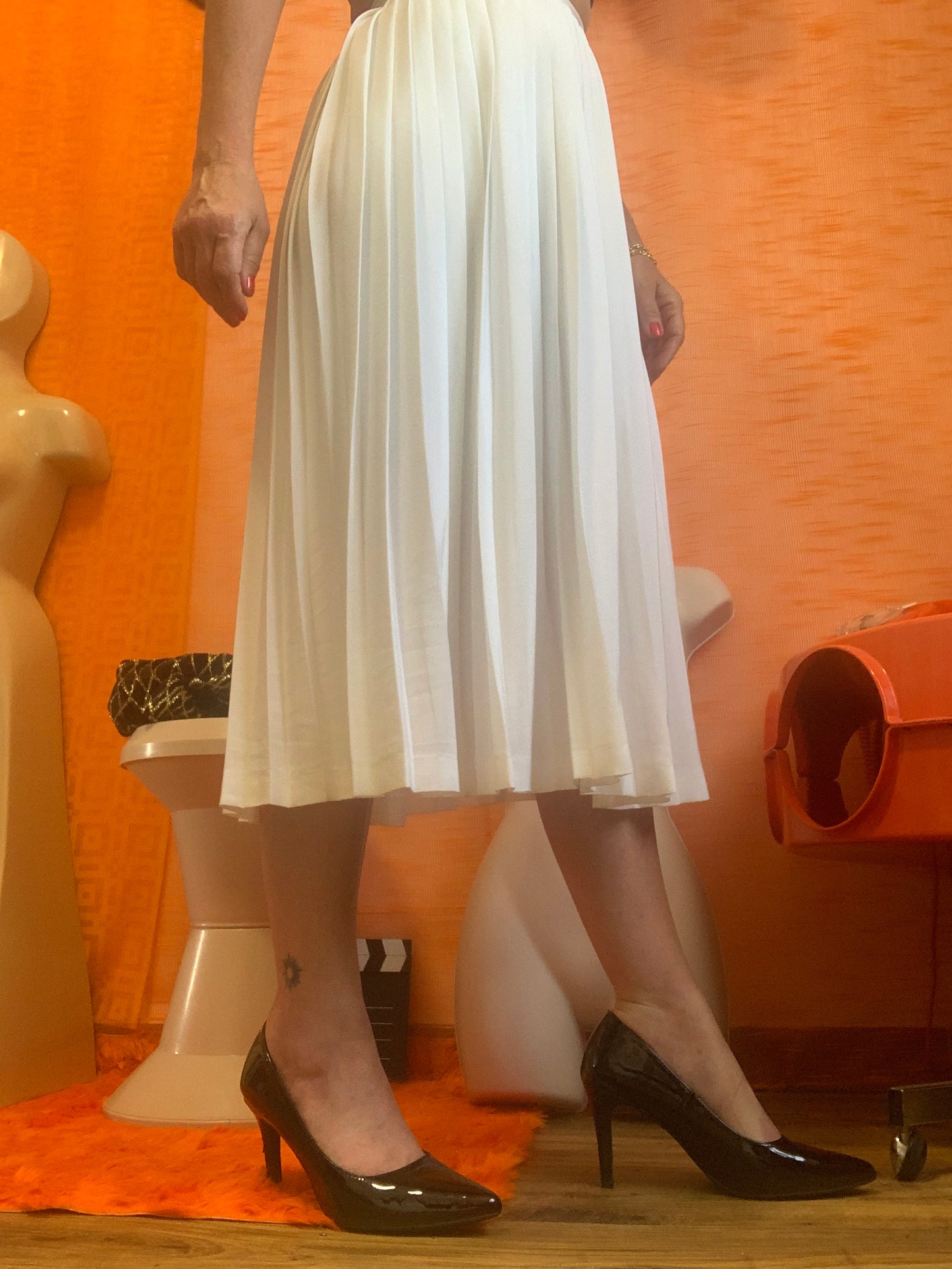 Jupe Longue plissée blanche Rodier Vintage 1980- La classe ! T34-
